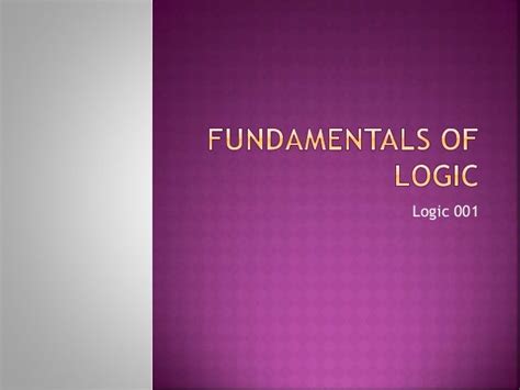 Fundamentals Of Logic