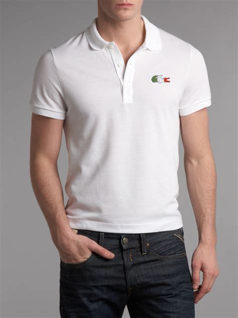 Lacoste Slim Fit Italy Croc Polo Shirt In White For Men Lyst