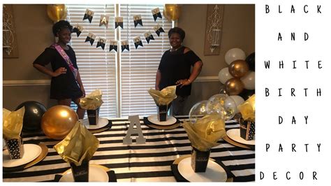 Black White And Gold Birthday Party Decorblack White And Gold Table Decor