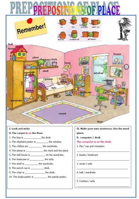 Prepositions Of Place Exercises Online For Beginners Norma Bailey S English Worksheets