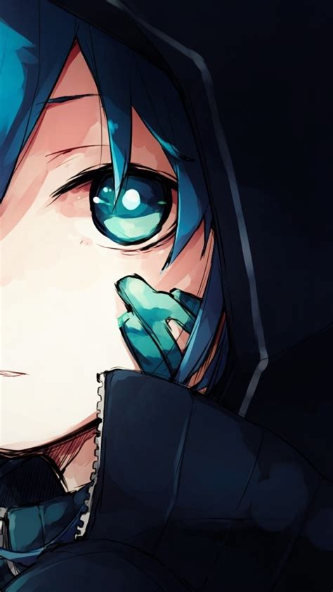 Download 1080x1920 Anime Girl Hoodie Blue Hair Close Up