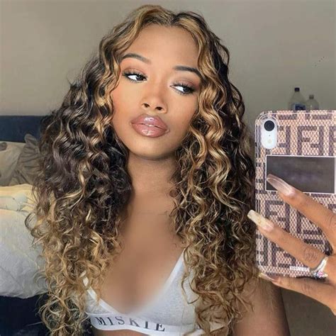 Deep Curly Balayage Highlight Honey Blonde Human Hair Wigs 13x4 Hd