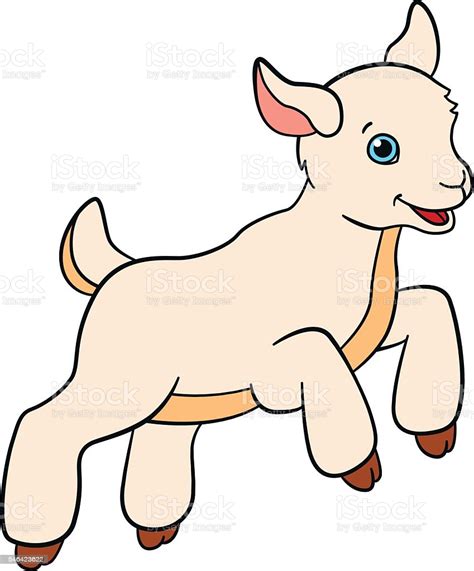 Cartoon Farm Animals For Kids Little Cute Baby Goat Stock