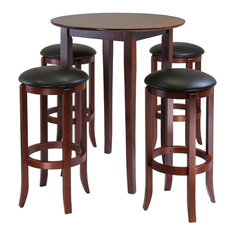 Winsome Fiona 5 Piece Round High Pub Table Set In Antique