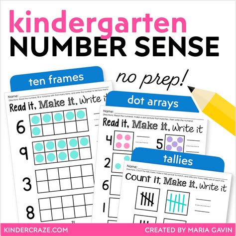 Kindergarten Number Sense Activities Count Tally Number Writing