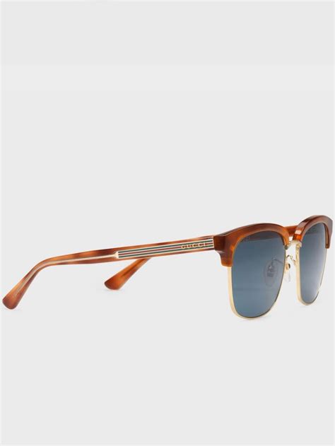 gucci havana rectangular frame metal sunglasses