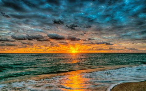 Hd Wallpaper Hawaii Sunset Ocean Beach Waves Clouds 4k Ultra Hd