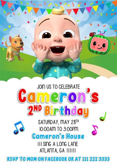Cocomelon Invitation Etsy Baby Boy 1st Birthday Party 2nd Birthday