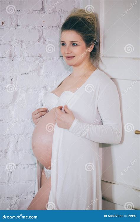 woman in underwear curlers making frame royalty free stock image 31353808