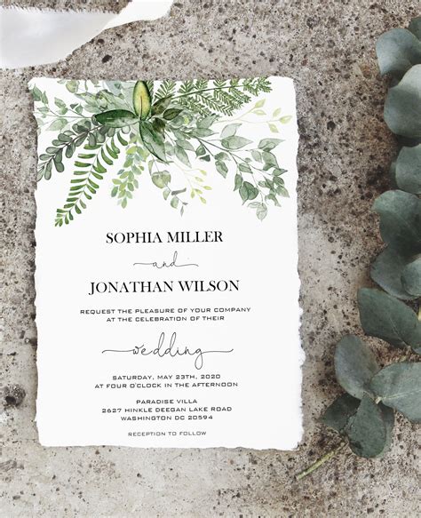 Tree Wedding Invitation Template Botanical Printable Wedding Invite