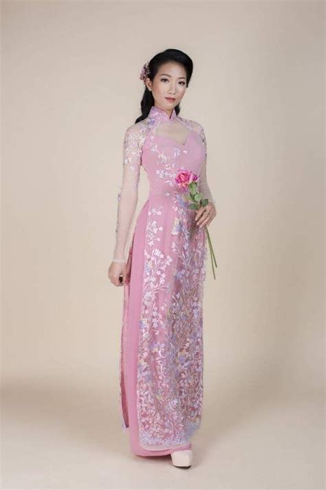 Pink Lace And Chiffon Ao Dai Size ~2 Only Ao Dai Traditional Dresses Dresses