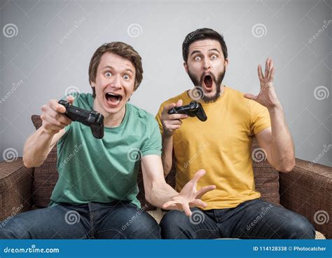 Friends Playing Video Games Stock Photo Image Of Gamers Rivalry