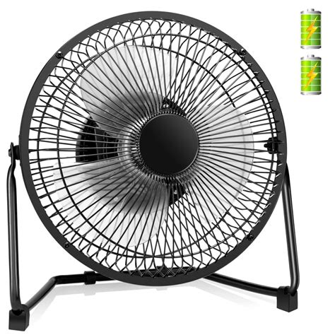 Table Fans 9 Inch Battery Operated Usb Powered Metal Desk Fan Quite Two