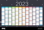 Calendrier mural coloré de l'année 2023 en français, avec chiffres des ...