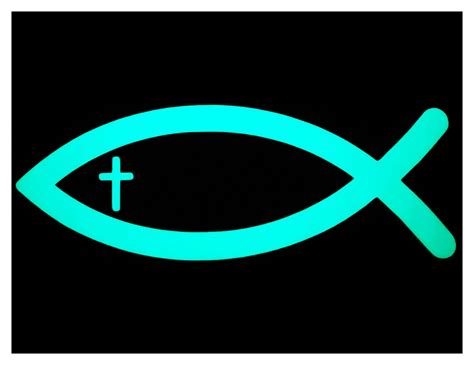 Jesus Fish Cross Ichthys Glow In The Dark Sticker Peel And Stick Decal