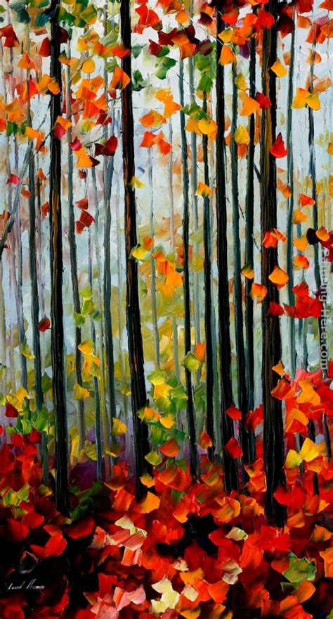 Leonid Afremov Falling Leafs In The Forest Painting Anysize 50 Off