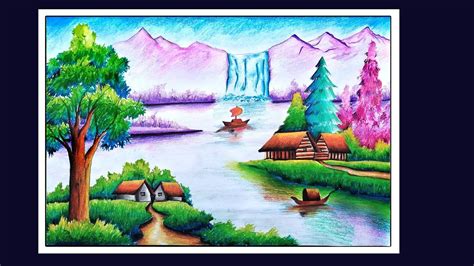 Beautiful Scenery Drawing Drawing Scenery Oil Pastel Colours Art