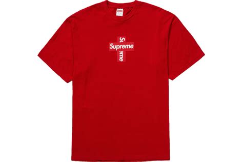 Supreme Cross Box Logo Tee Red Mens Fw20 Us