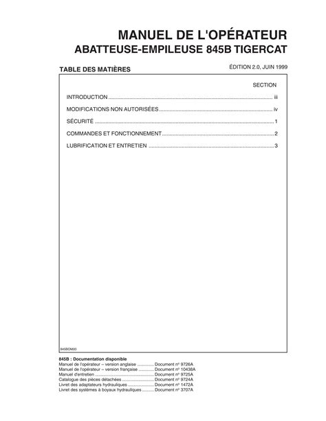 TIGERCAT 845B BATTEUSE EMPILEUSE MANUEL DE L OPÉRATEUR PDF DOWNLOAD