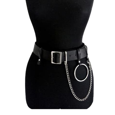 Women Pu Leather Harness Body Belts With Chain Waist Bondage Punk