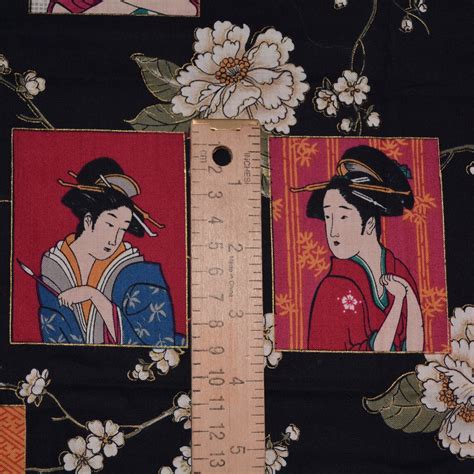 Japanese Print Fabric Geisha Fabric With Samurai Andover Fabric