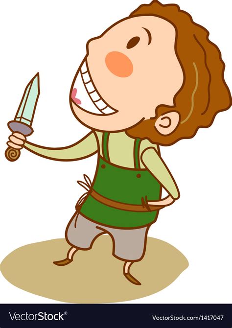 Close Up Of Boy Holding Knife Royalty Free Vector Image