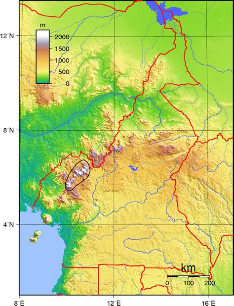 Map Of Cameroon With The Geographical Area Of The Mountain Range