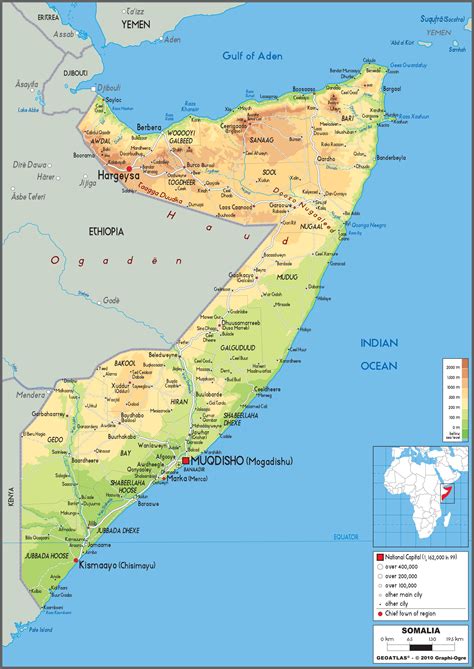 Somalia Physical Wall Map By Graphiogre Mapsales