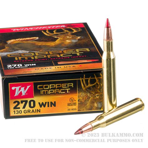 20 Rounds Of Bulk 270 Win Ammo By Winchester 130gr Copper Extreme Point