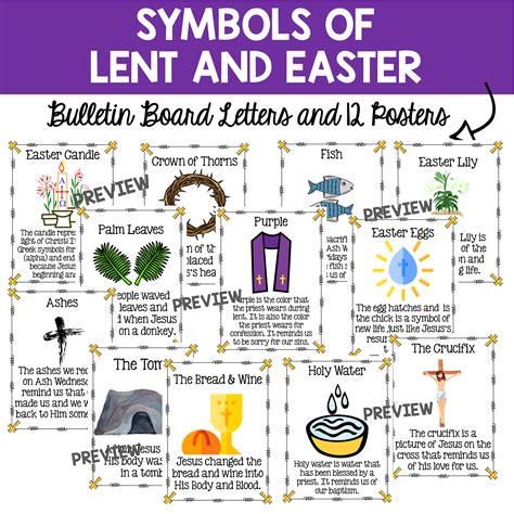 christian bulletin board the symbols of lent and easter posters made by teachers