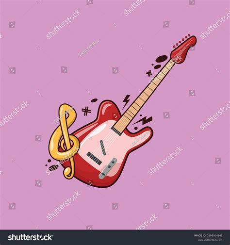 Electric Guitar Music Notes Vector Illustration Stock Vector Royalty