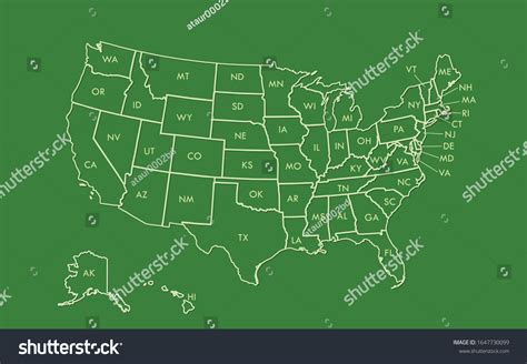 Usa Map Outline Vector State Names Stock Vector Royalty Free