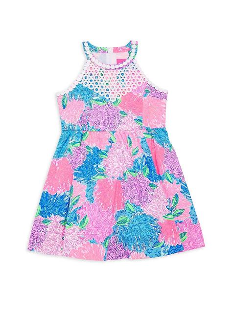 Lilly Pulitzer Little Girls And Girls Floral Kinley Dress Neutral