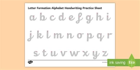 letter formation alphabet handwriting practice sheet