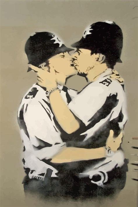 BANKSY Kissing Coppers Canvas Print Bol Com