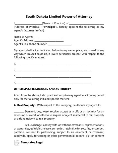 South Dakota Power Of Attorney Templates Free Word Pdf And Odt