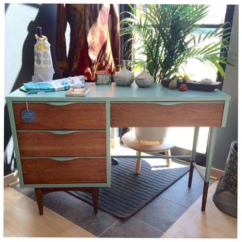 These kind of units typically cost an arm and a leg. SOLD//Mid Century Modern Painted Two-tone Desk, Blue, Wood ...