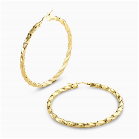 18ct Yellow Gold Twisted Hoop Earrings Cerrone Jewellers