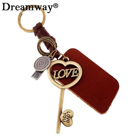 Romantic Bronze Plated Key Love Couple Keychain Bag Keyfobs Llaveros