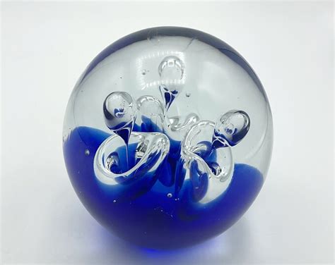 Blue Glass Paperweight Large Paper Weight Vintage Etsy Uk