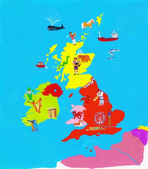 Illustrated Map Of British Isles Stock Images