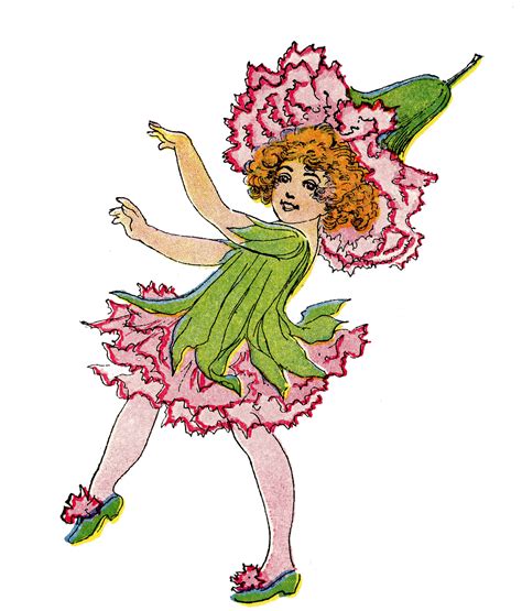 Vintage Flower Fairy Image Pink Carnation Girl The Graphics Fairy