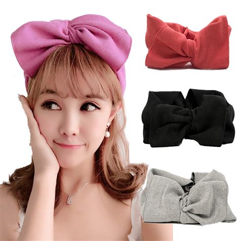 Fashion Korea Big Bow Headbands For Women Girls Knit Hair Accessories