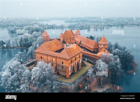 Trakai Island Castle Winter Season Aerial View History Museum