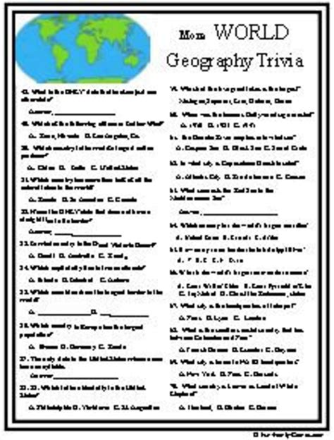 World Geography Trivia Etsy