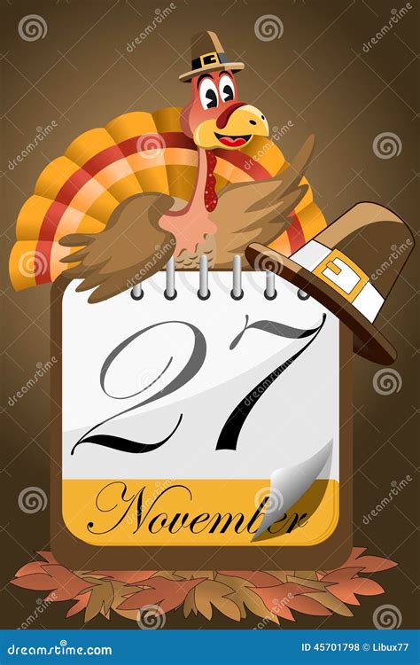 Thanksgiving Turkey Day Calendar Stock Vector Illustration Of Floor