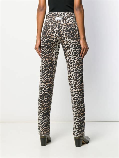 Ganni Denim Leopard Slim Fit Jeans Save Lyst