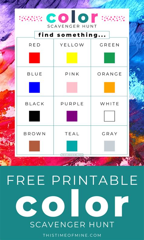 Creative Color Scavenger Hunt For Kids Free Printable Scavenger