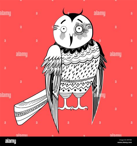 Large A Graphical A Fun Night Owl On A Red Background Stock Vector Image And Art Alamy