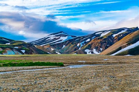View Of Icelandic Landscape Of Mountain At Landmannalaugar Stock Photo